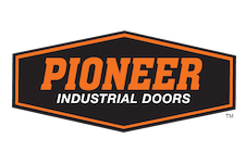PIONEER Industrial Doors logo in orange and black