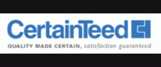 A blue and white logo for certainteed quality made certain satisfaction guaranteed