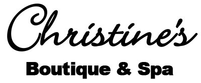 Christine's Boutique & Spa logo in black cursive text over a bold sans-serif.