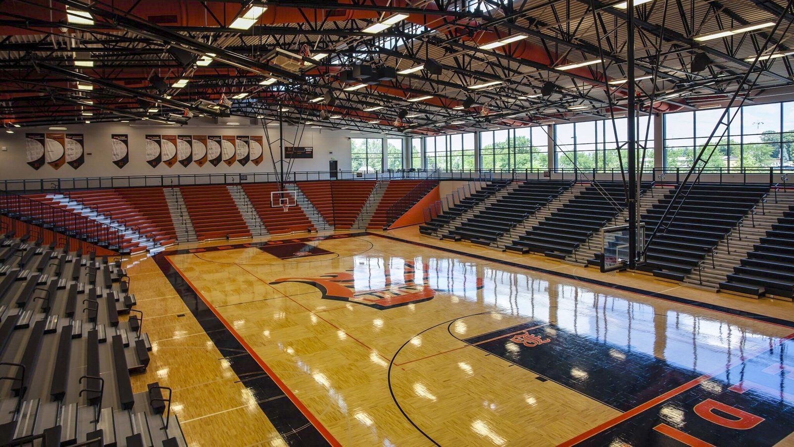 Belding High School features plenty of Interkal EXCEL Seat Modules on telescopic bleachers in stadium configuration.