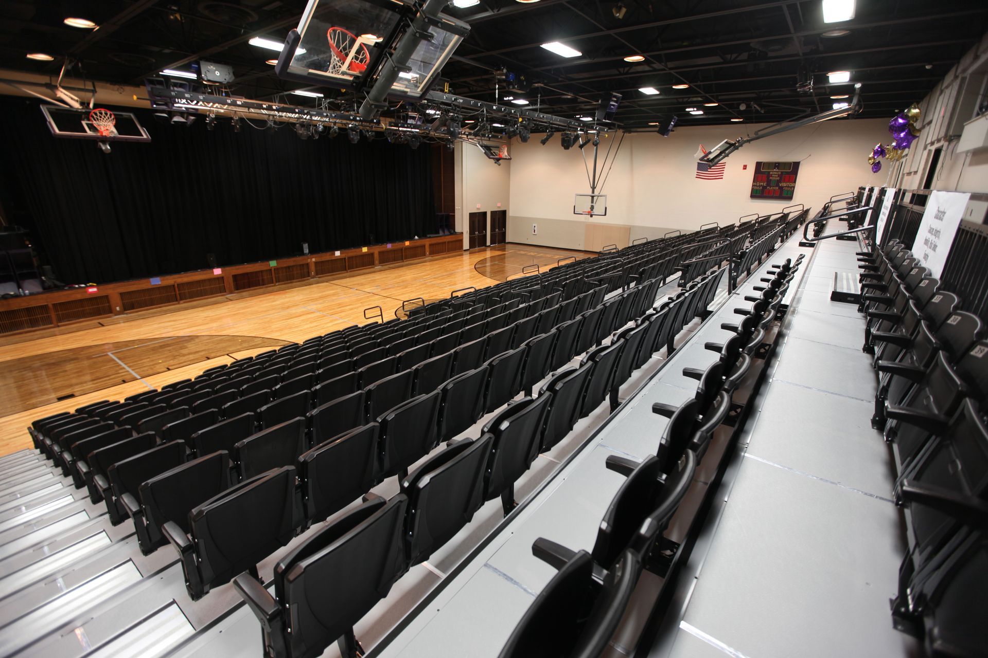 The multipurpose space at Christ Presbyterian features a wide deck premier platform with Interkal VISION Platform chairs.