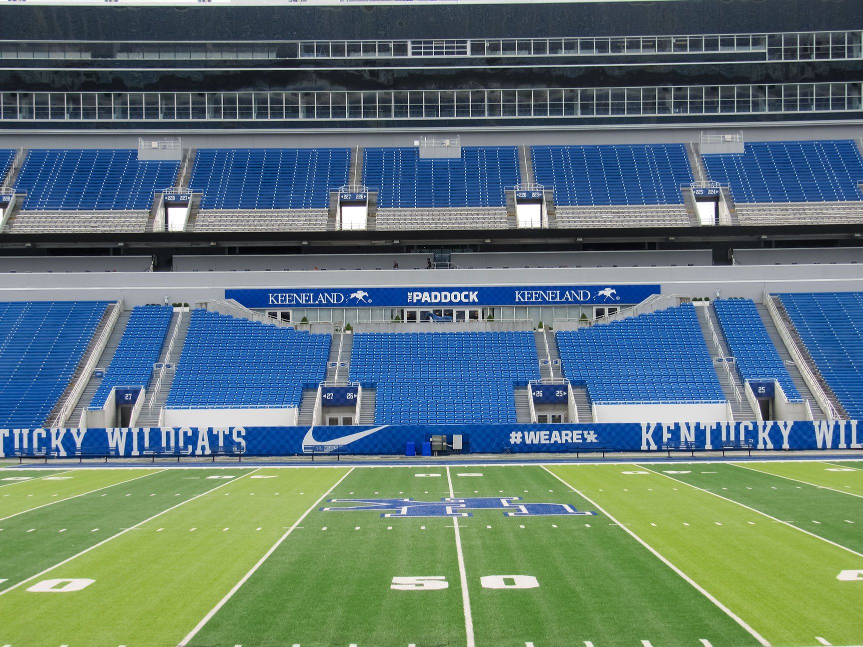Blue Interkal AURA Slat Stadium Chairs at Kroger Field, on the University of Kentucky.