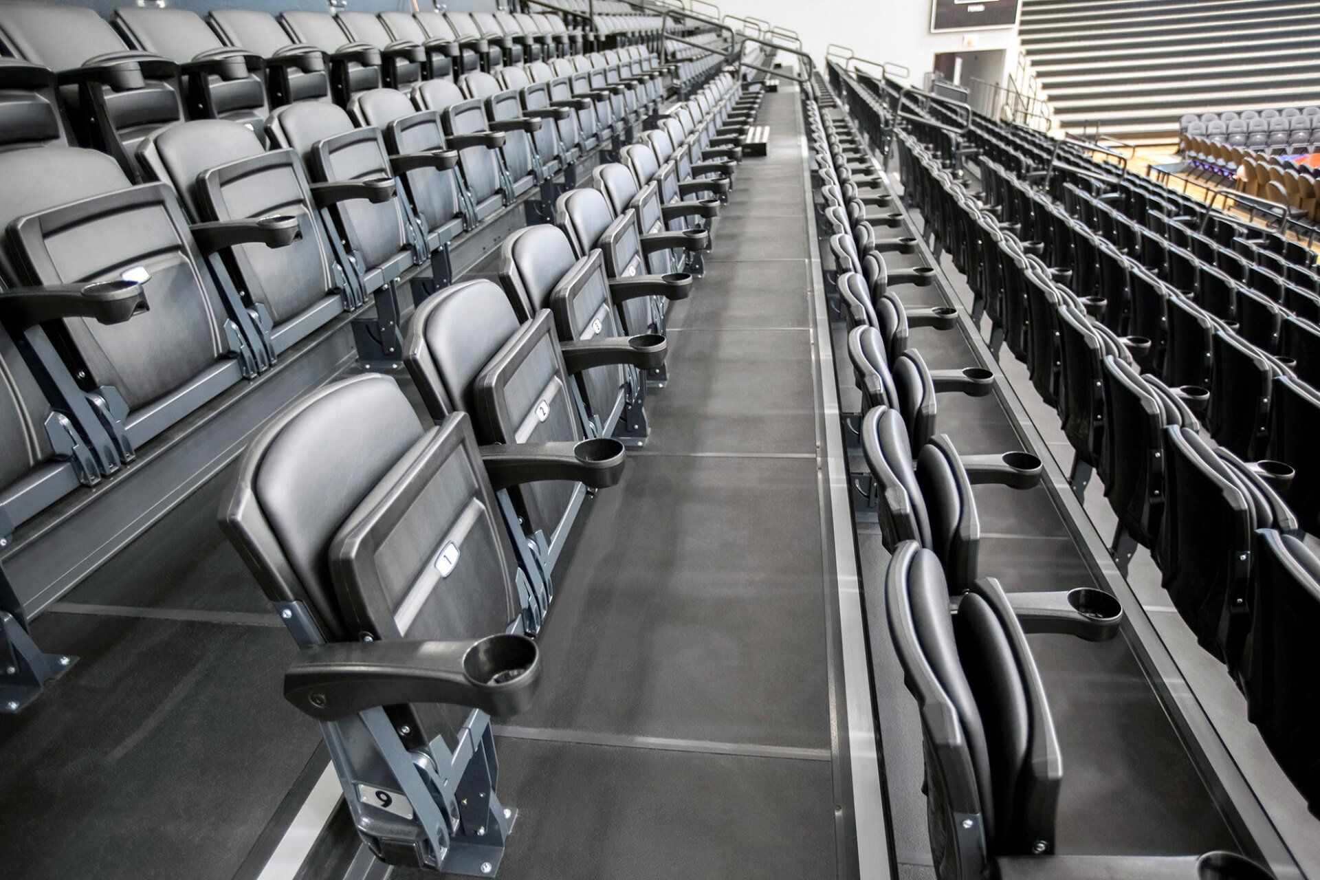 Interkal Blackout Wide Deck Platform with upholstered VISION Platform Chairs, EXCEL Seat Modules at Wayne State University.