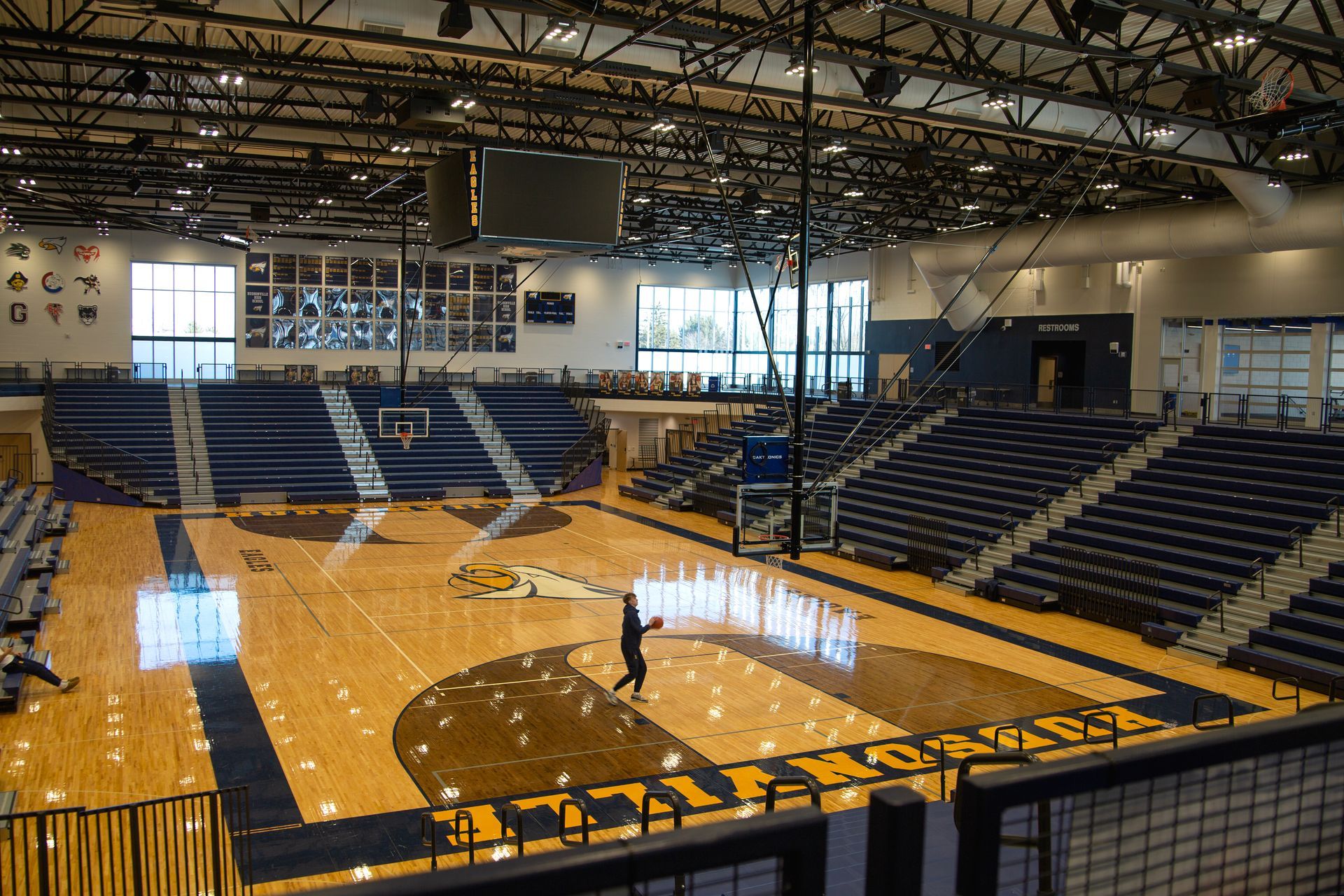The award-winning gymnasium at Hudsonville High School, featuring EXCEL Seat Modules provides everyone with an amazing view.