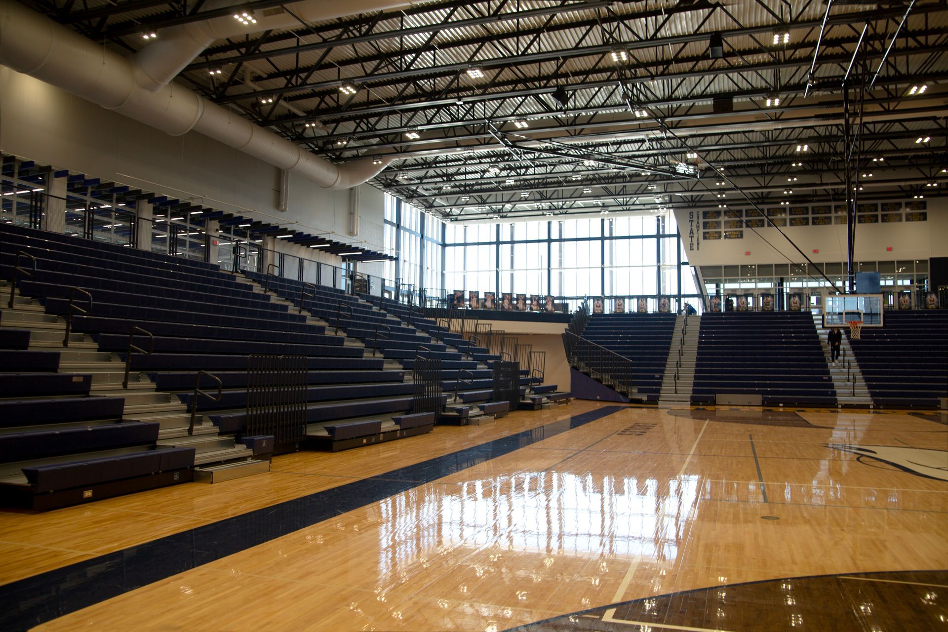 The award-winning gymnasium at Hudsonville High School, featuring EXCEL Seat Modules provides everyone with an amazing view.