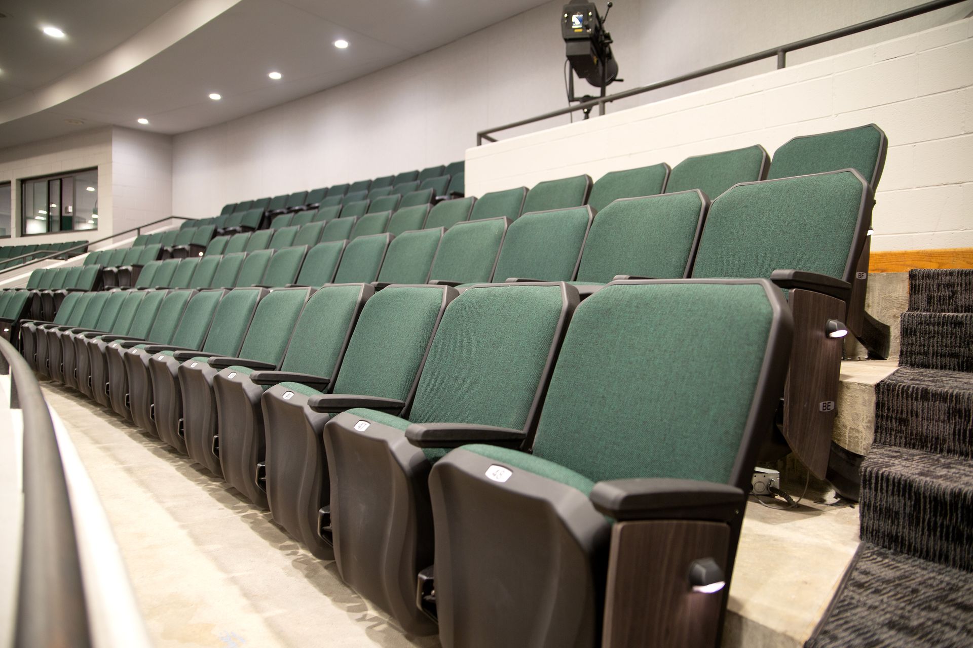 Diagonal view of the Interkal Odyssey Auditorium chairs at Myrtle Beach High School
