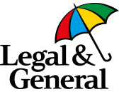 The logo for legal & general shows a colorful umbrella.