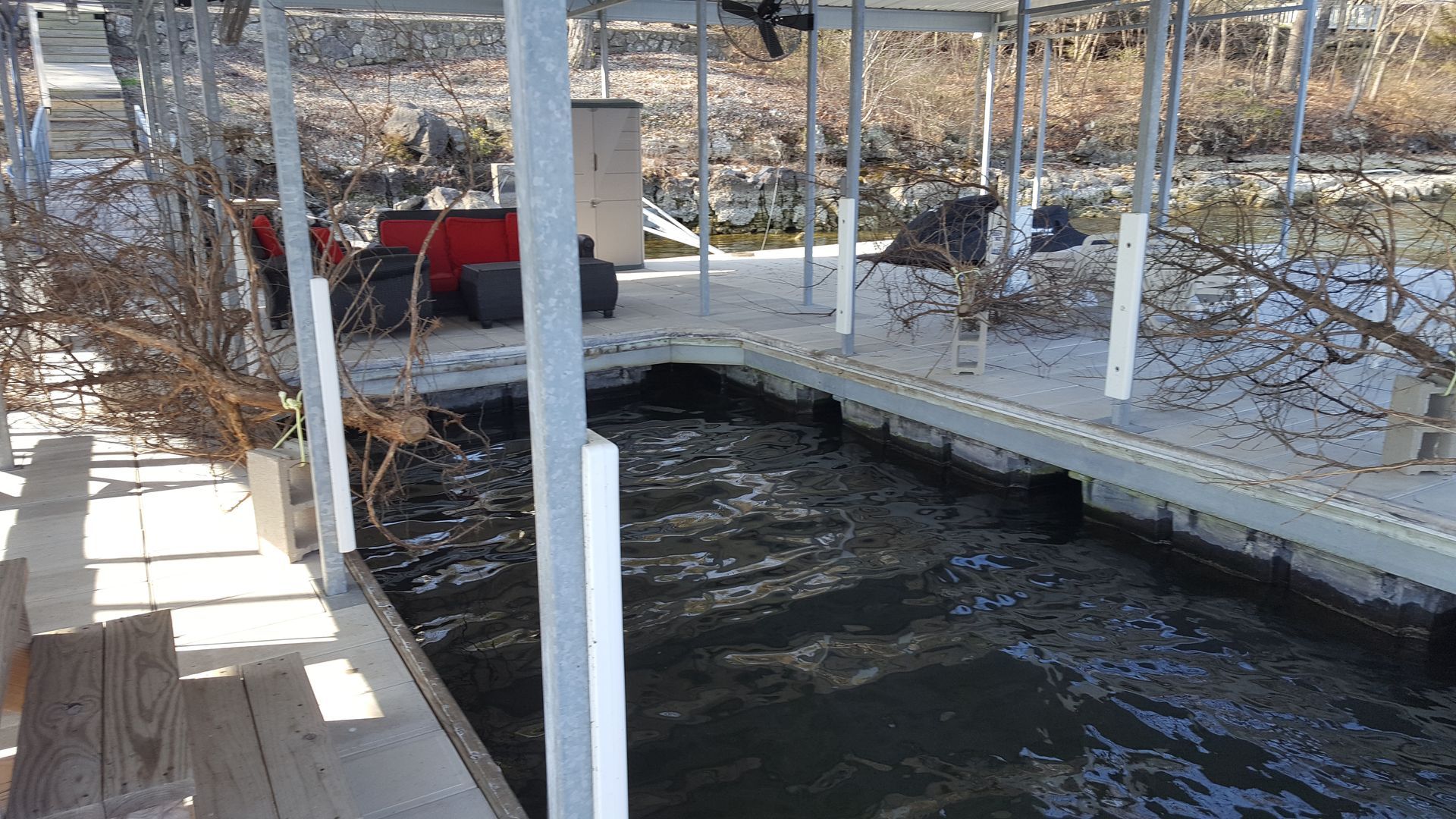 lake dock with cedar crappie beds