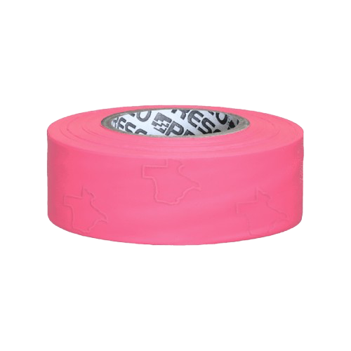 Pink adhesive tape roll on a white background