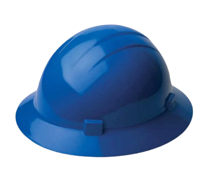 White hard hat with side buckle on a white background