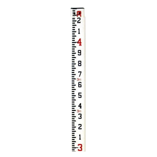 Vertical white measuring ruler with black markings and red numbers 2, 4, and 3.