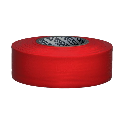 Roll of red adhesive tape with a gray inner core