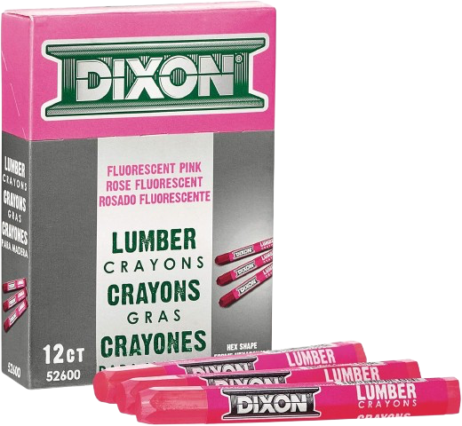 Pink Dixon fluorescent lumber crayons box with pink crayons displayed
