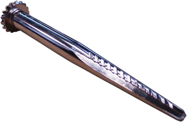 Metal baseball bat with a blue handle on a white background