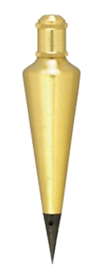 Gold-colored plumb bob with a pointed black tip