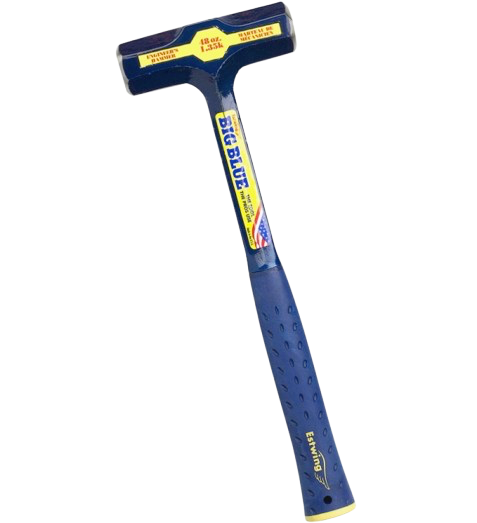 Blue and yellow sports towel handle with T-shaped head on a white background