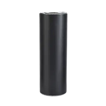 Black cylindrical roll on a white background