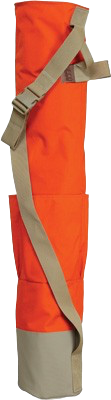 Orange safety sling bag with beige strap and bottom trim, shown upright on a white background