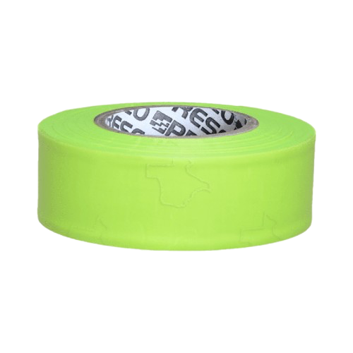 Neon green roll of duct tape on a white background
