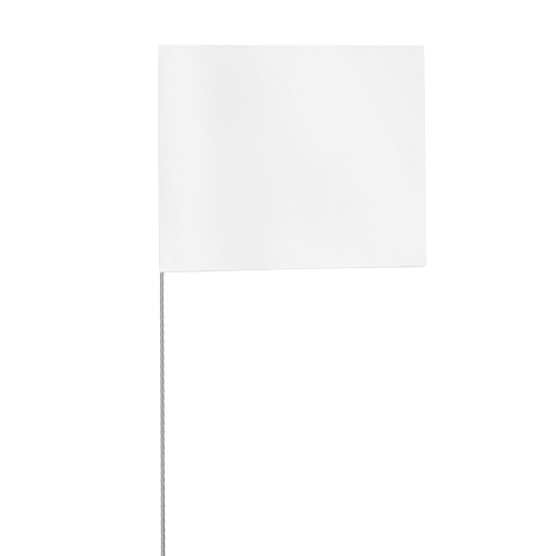 White blank rectangular flag on a pole against a plain background