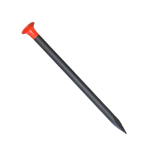 Black nail with a red head, shown on a white background