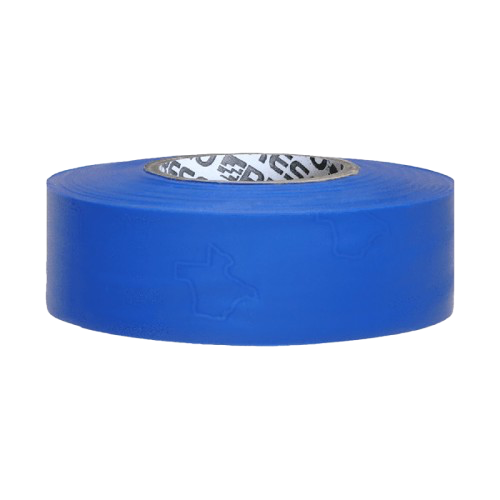 Blue roll of adhesive tape on a white background