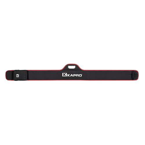 Black Kapro tool bag with red trim and a center carrying handle on a white background