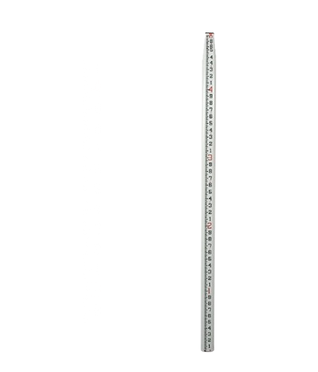 A vertical white ruler with black measurement markings centered on a plain white background