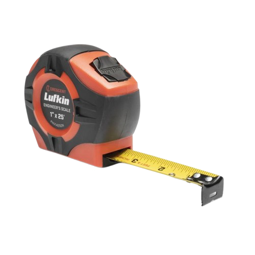 Black and orange tape measure with yellow blade extended