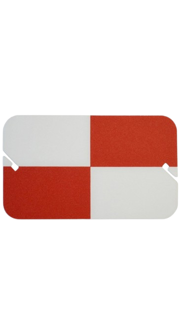 Red-and-white geometric icon with rounded corners and a diagonal white stripe.