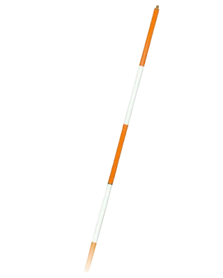 Orange and white striped pole on a white background