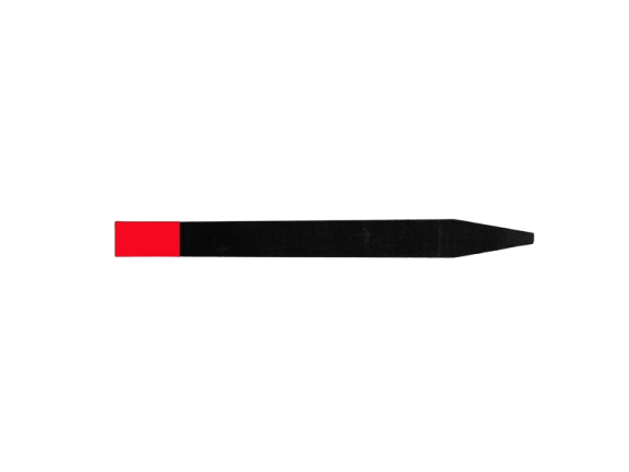 Red-and-black pencil on a white background