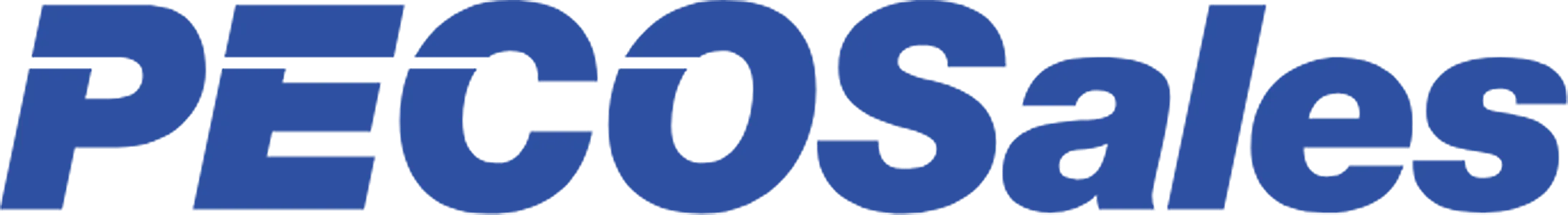 PECOSales blue logo text on a white background