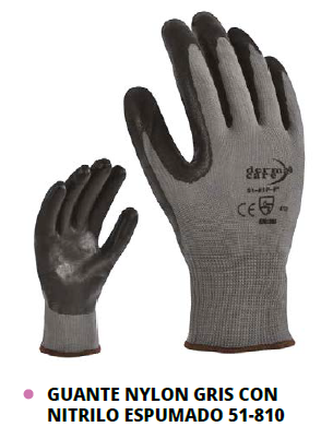 GUANTE NYLON GRIS CON NITRILO ESPUMADO 51-810