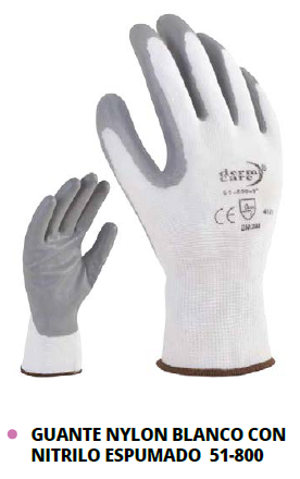 GUANTE NYLON BLANCO CON NITRILO ESPUMADO 51-800