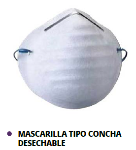 MASCARILLA TIPO CONCHA DESECHABLE