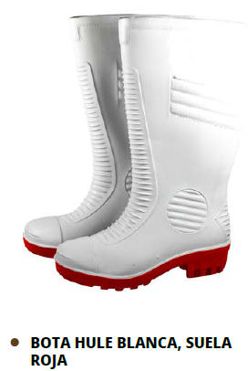 BOTA HULE BLANCA, SUELA ROJA