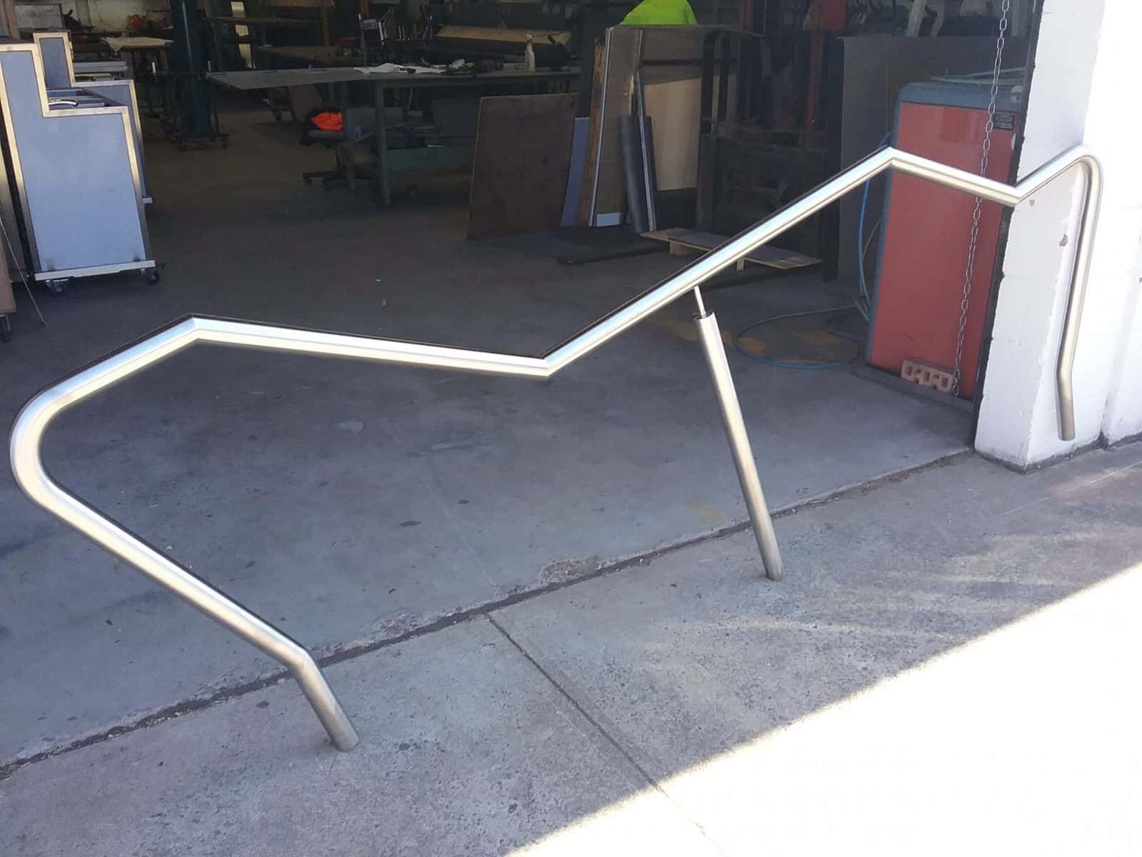 Silver Metal Handrail on Concrete, With Two Supporting Posts — Highlander Metals in Kirrawee, NSW