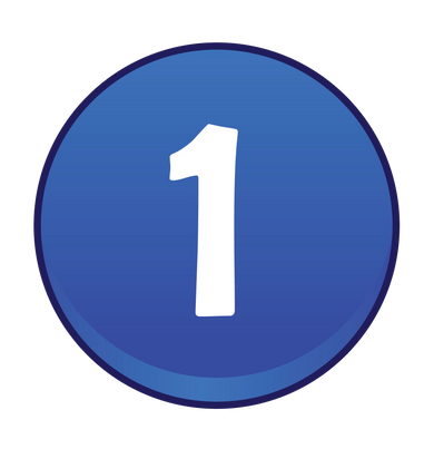 Blue circular badge with the white number 1 in the center.