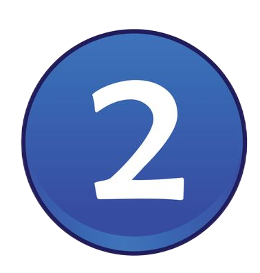 White number 2 on a blue circular button with a dark border