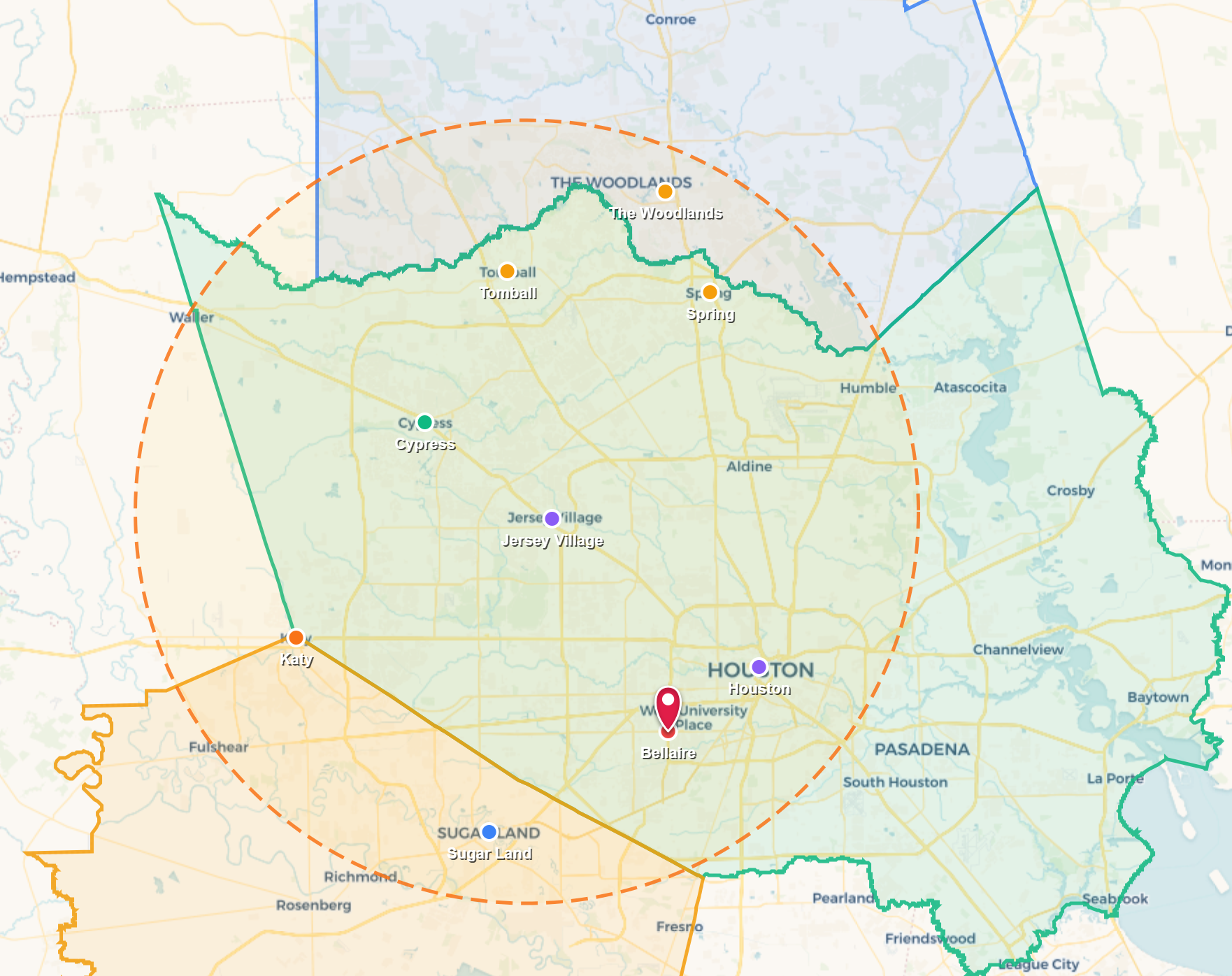 Map showing Hodonín area with colored boundary lines and a red location pin.