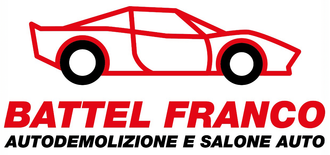 Logo rosso con la silhouette di un'auto e la scritta “AUTODEMOLIZIONI BATTEL FRANCO”