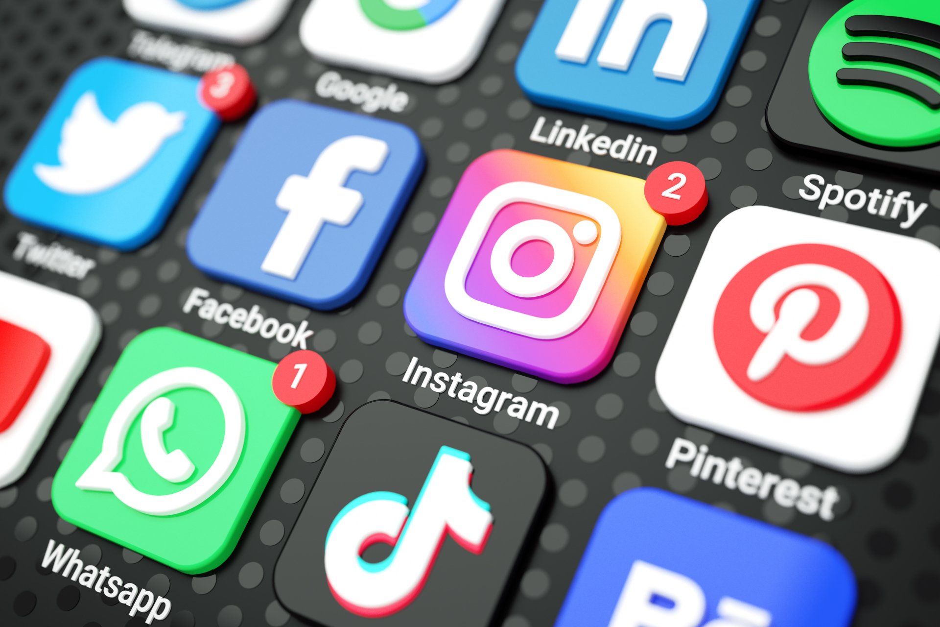 social media icons to with notifications