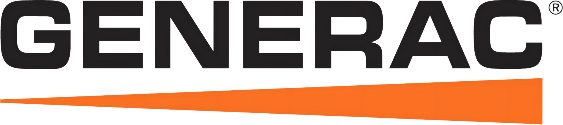 American Electric LLC | A black and orange logo for generac on a white background