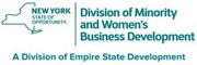 New York State Division of Minority and Women's Business Development logo in teal on white background