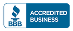 BBB accredited business logo in blue and white