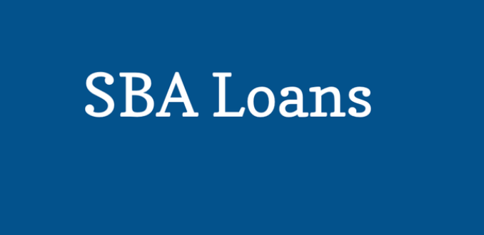 A blue background with the words sba loans on it