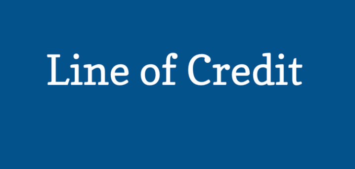 A blue background with white text that says line of credit