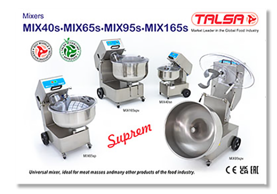 A poster for mixers by talsa shows different types of mixers