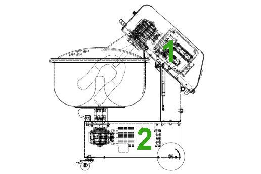 A drawing of a mixer with the number 2 on it